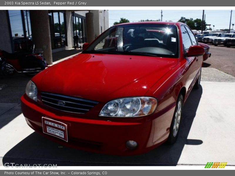 Pepper Red / Grey 2003 Kia Spectra LS Sedan