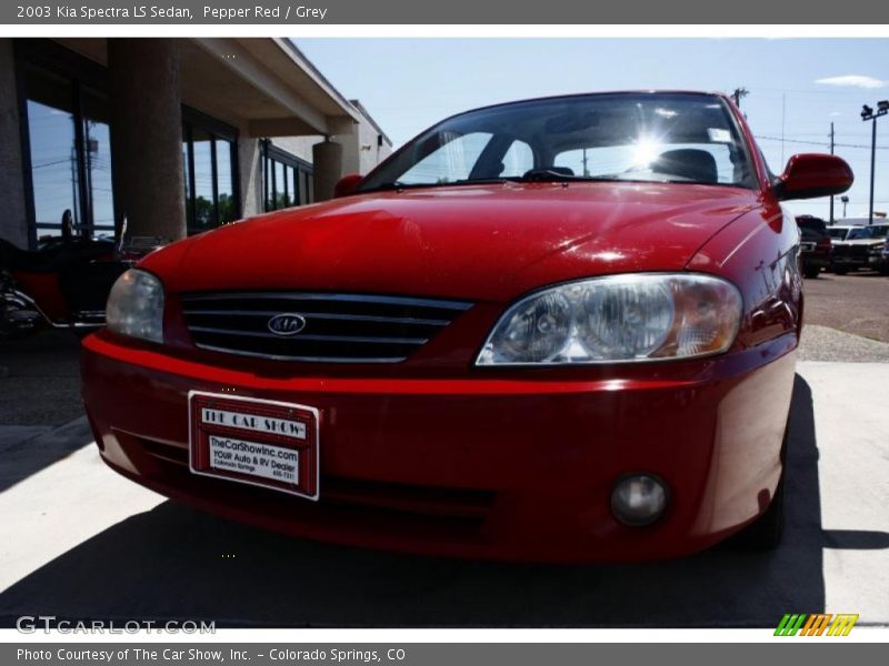 Pepper Red / Grey 2003 Kia Spectra LS Sedan