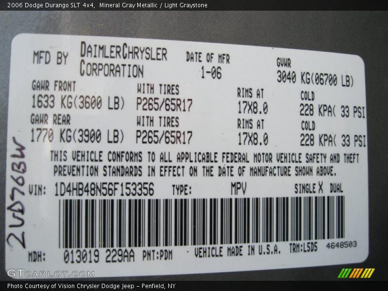 Mineral Gray Metallic / Light Graystone 2006 Dodge Durango SLT 4x4