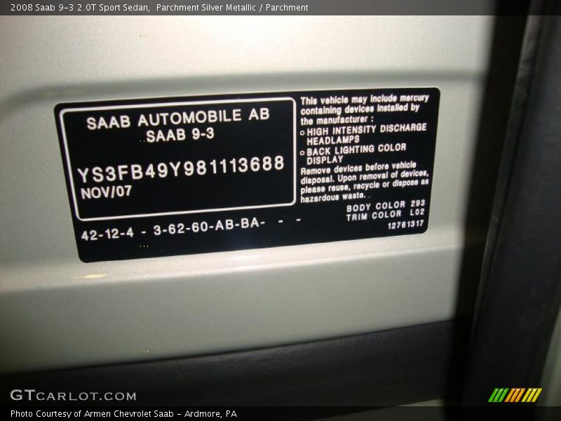 Parchment Silver Metallic / Parchment 2008 Saab 9-3 2.0T Sport Sedan