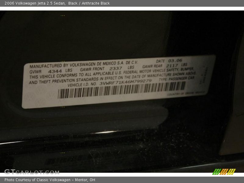 Black / Anthracite Black 2006 Volkswagen Jetta 2.5 Sedan