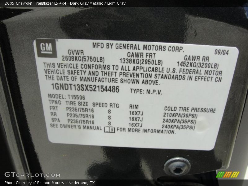 Dark Gray Metallic / Light Gray 2005 Chevrolet TrailBlazer LS 4x4