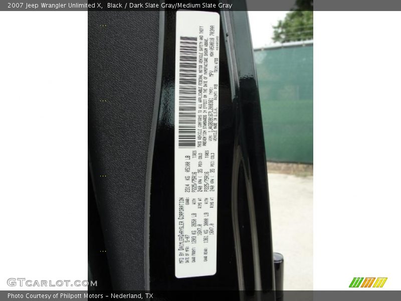 Black / Dark Slate Gray/Medium Slate Gray 2007 Jeep Wrangler Unlimited X