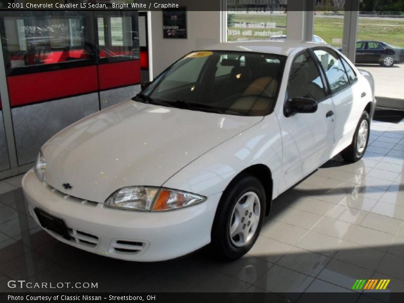 Bright White / Graphite 2001 Chevrolet Cavalier LS Sedan