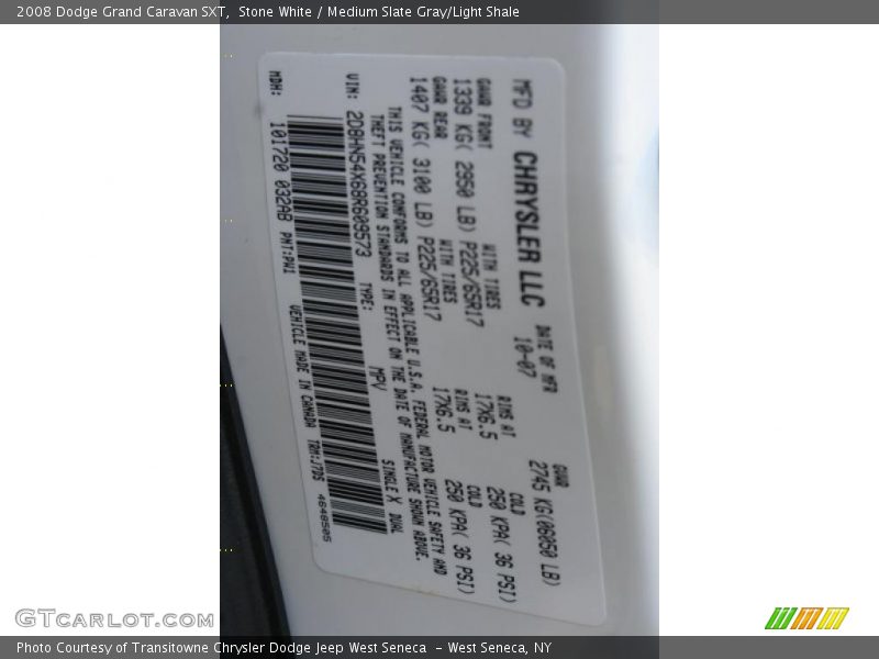 Stone White / Medium Slate Gray/Light Shale 2008 Dodge Grand Caravan SXT