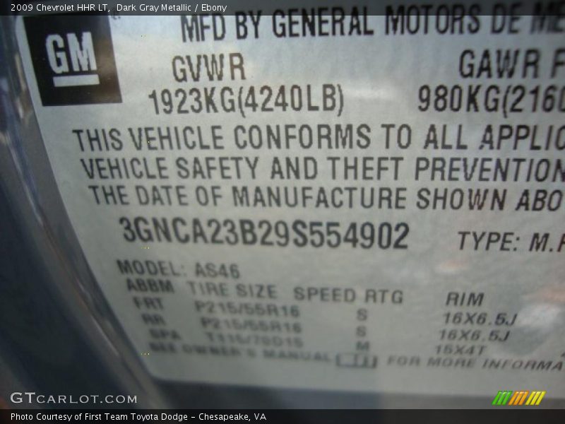 Dark Gray Metallic / Ebony 2009 Chevrolet HHR LT