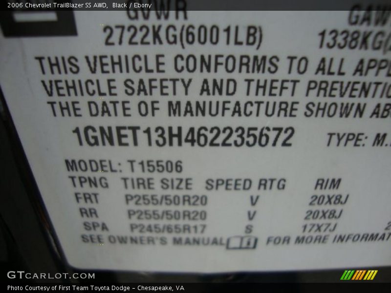 Black / Ebony 2006 Chevrolet TrailBlazer SS AWD