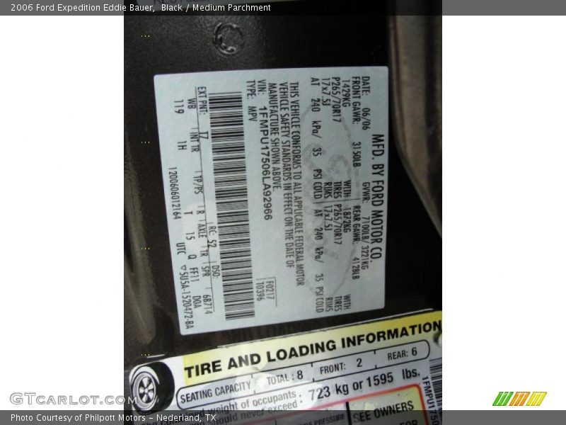 Black / Medium Parchment 2006 Ford Expedition Eddie Bauer