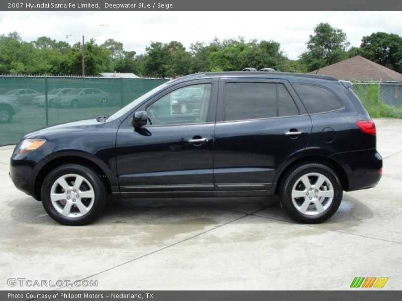 Deepwater Blue / Beige 2007 Hyundai Santa Fe Limited
