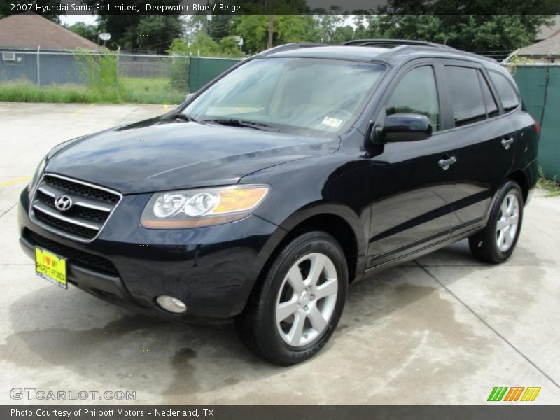 Deepwater Blue / Beige 2007 Hyundai Santa Fe Limited