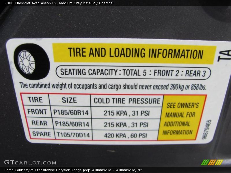 Medium Gray Metallic / Charcoal 2008 Chevrolet Aveo Aveo5 LS