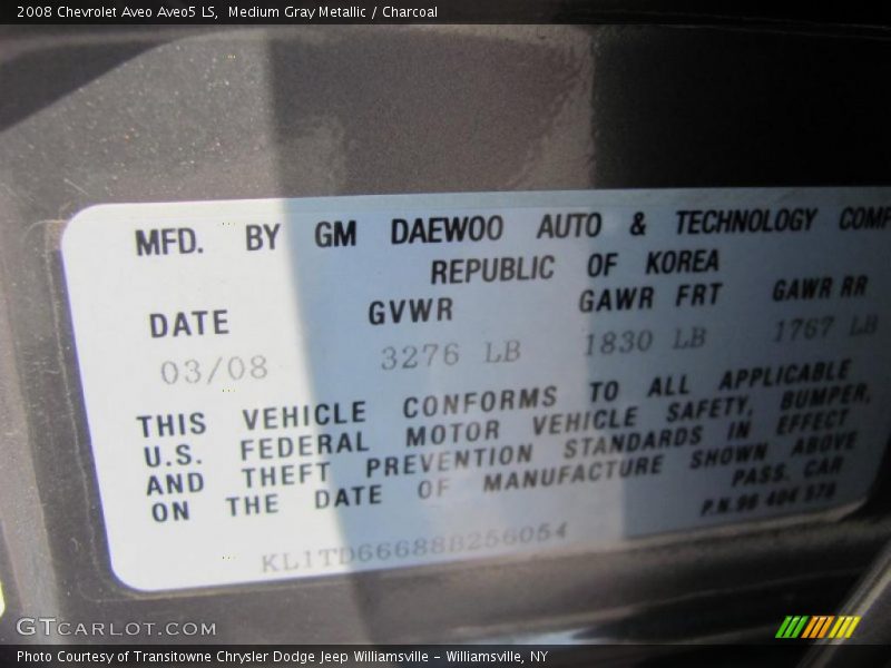 Medium Gray Metallic / Charcoal 2008 Chevrolet Aveo Aveo5 LS