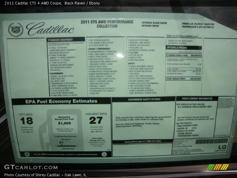 Black Raven / Ebony 2011 Cadillac CTS 4 AWD Coupe