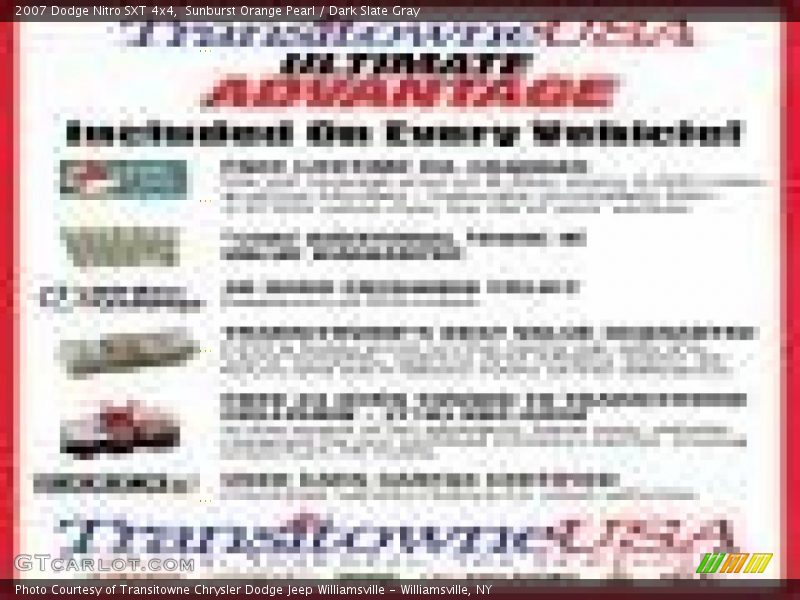 Sunburst Orange Pearl / Dark Slate Gray 2007 Dodge Nitro SXT 4x4