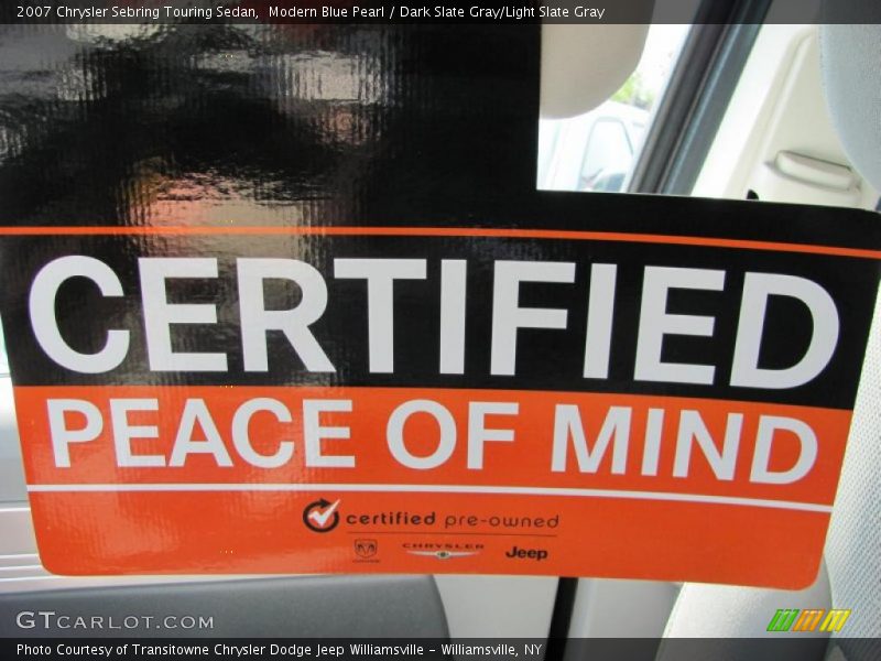 Modern Blue Pearl / Dark Slate Gray/Light Slate Gray 2007 Chrysler Sebring Touring Sedan