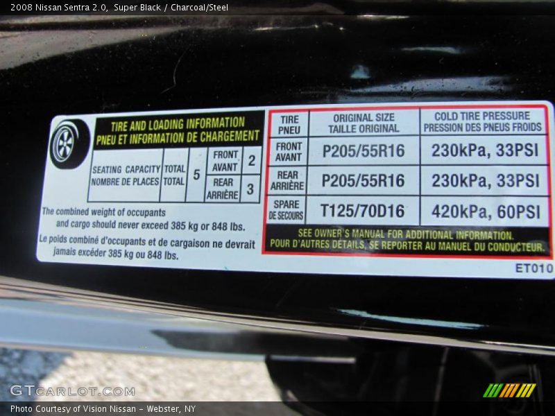 Super Black / Charcoal/Steel 2008 Nissan Sentra 2.0