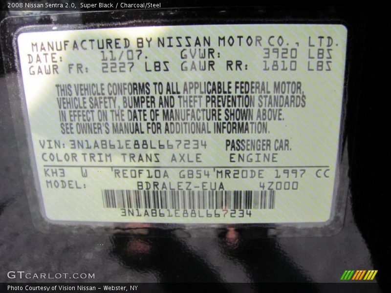 Super Black / Charcoal/Steel 2008 Nissan Sentra 2.0