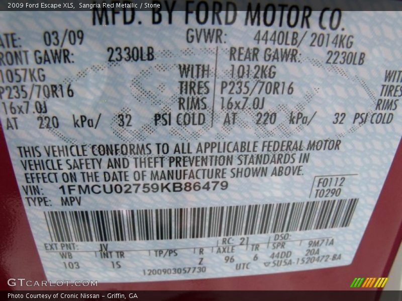 Sangria Red Metallic / Stone 2009 Ford Escape XLS