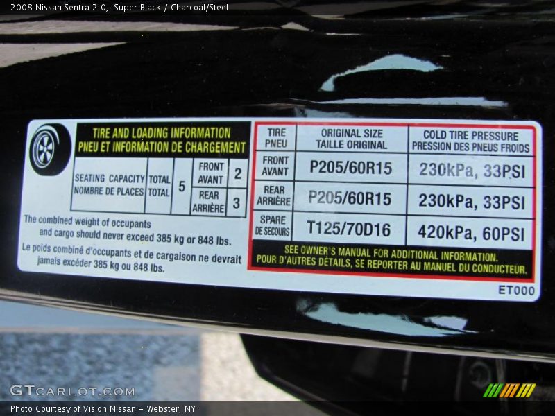 Super Black / Charcoal/Steel 2008 Nissan Sentra 2.0