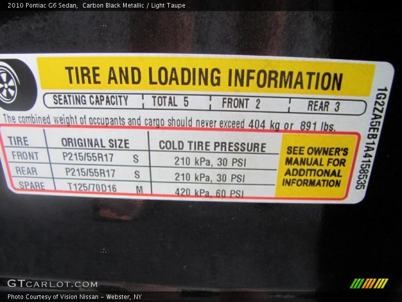 Carbon Black Metallic / Light Taupe 2010 Pontiac G6 Sedan