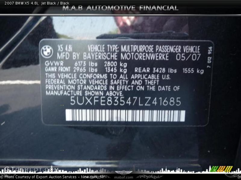 Jet Black / Black 2007 BMW X5 4.8i