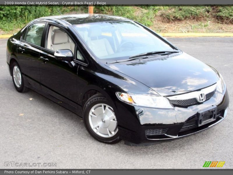 Crystal Black Pearl / Beige 2009 Honda Civic Hybrid Sedan