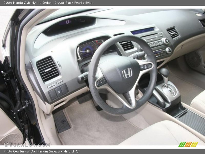 Crystal Black Pearl / Beige 2009 Honda Civic Hybrid Sedan