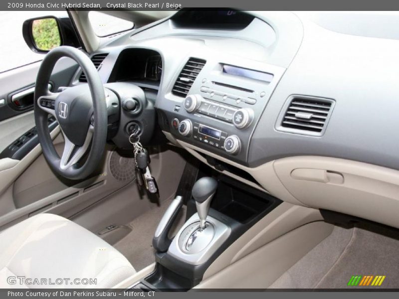 Crystal Black Pearl / Beige 2009 Honda Civic Hybrid Sedan