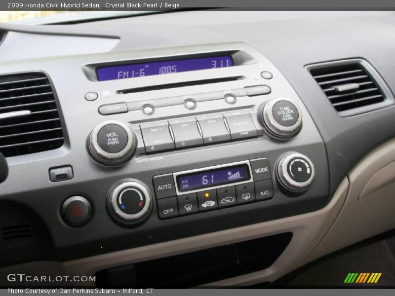 Crystal Black Pearl / Beige 2009 Honda Civic Hybrid Sedan