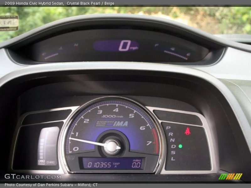 Crystal Black Pearl / Beige 2009 Honda Civic Hybrid Sedan