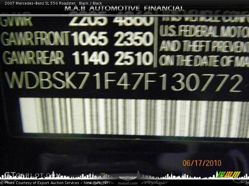 Black / Black 2007 Mercedes-Benz SL 550 Roadster