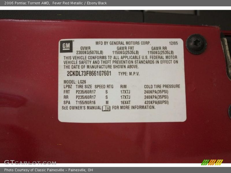 Fever Red Metallic / Ebony Black 2006 Pontiac Torrent AWD
