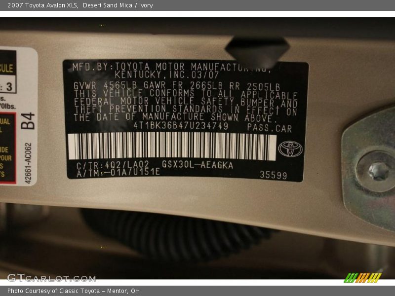 Desert Sand Mica / Ivory 2007 Toyota Avalon XLS