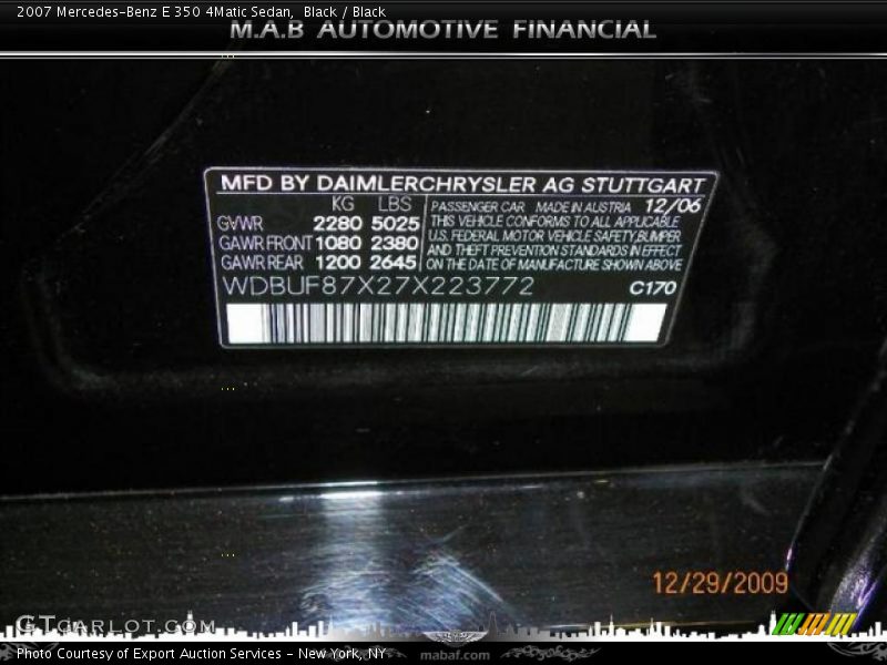 Black / Black 2007 Mercedes-Benz E 350 4Matic Sedan