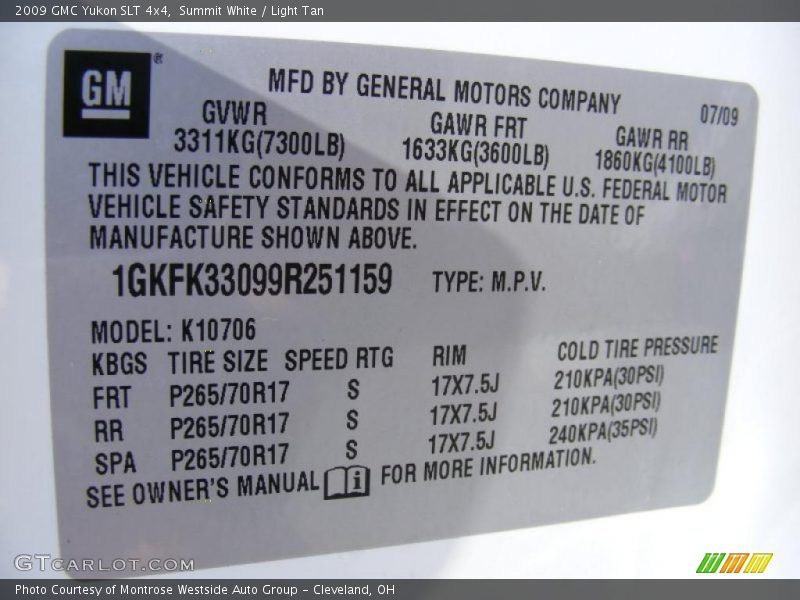 Summit White / Light Tan 2009 GMC Yukon SLT 4x4