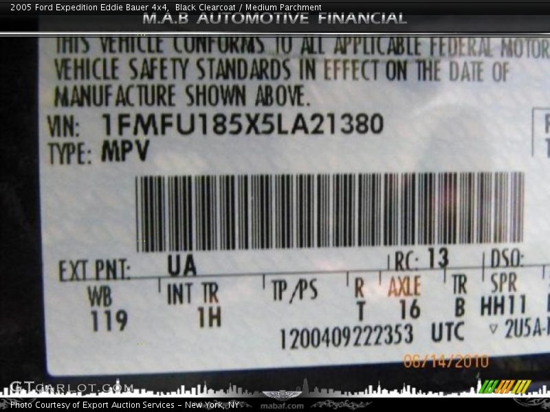 Black Clearcoat / Medium Parchment 2005 Ford Expedition Eddie Bauer 4x4