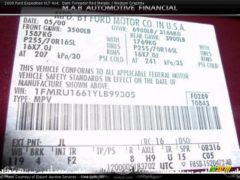 Dark Toreador Red Metallic / Medium Graphite 2000 Ford Expedition XLT 4x4