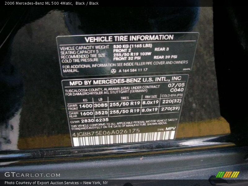 Black / Black 2006 Mercedes-Benz ML 500 4Matic