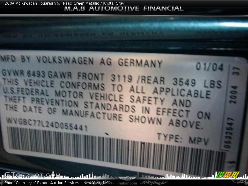 Reed Green Metallic / Kristal Gray 2004 Volkswagen Touareg V6