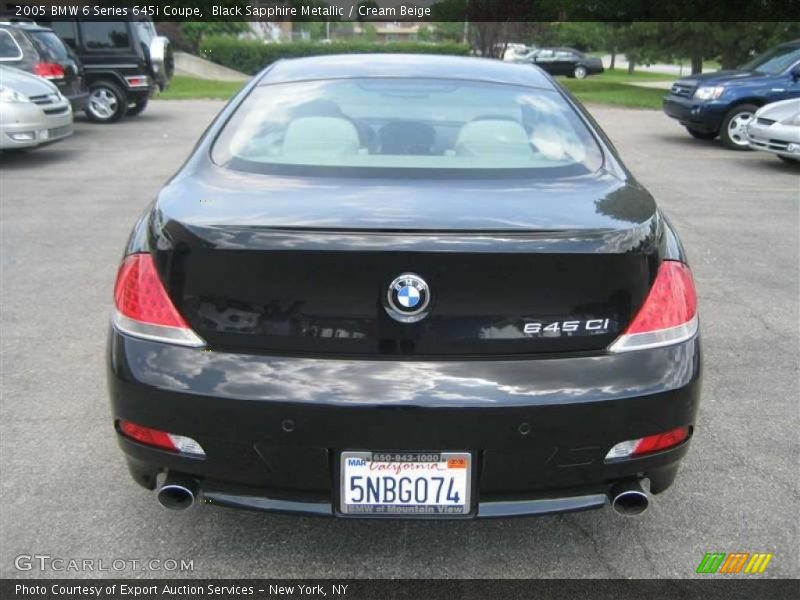 Black Sapphire Metallic / Cream Beige 2005 BMW 6 Series 645i Coupe