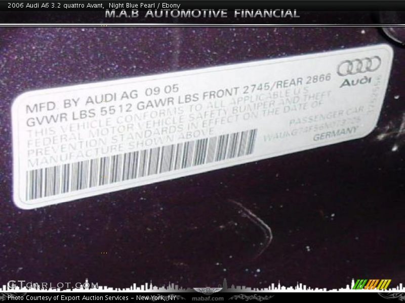 Night Blue Pearl / Ebony 2006 Audi A6 3.2 quattro Avant