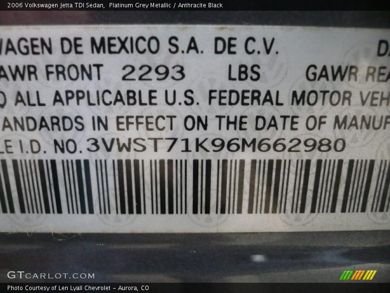 Platinum Grey Metallic / Anthracite Black 2006 Volkswagen Jetta TDI Sedan