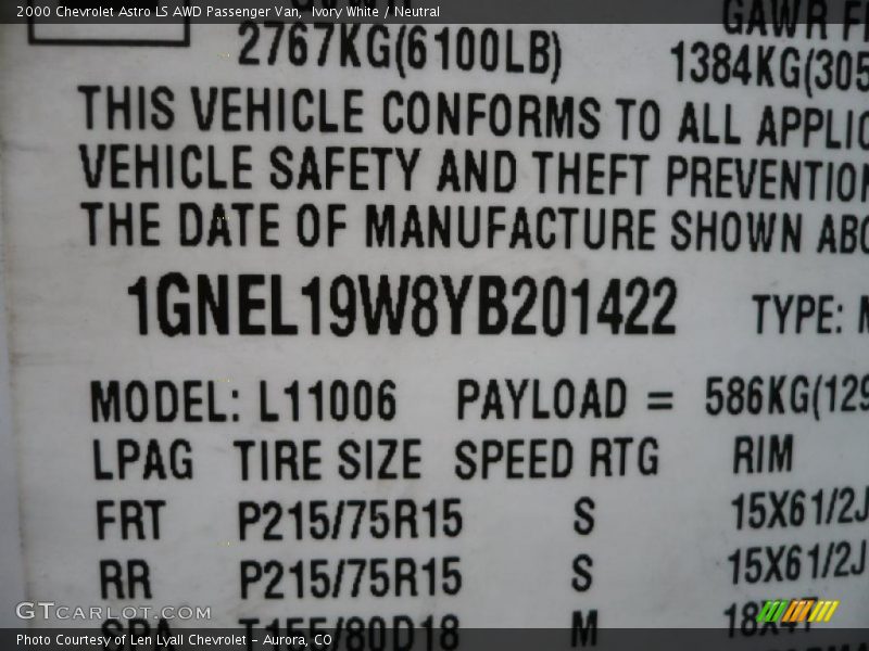 Ivory White / Neutral 2000 Chevrolet Astro LS AWD Passenger Van