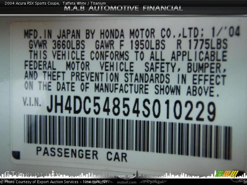 Taffeta White / Titanium 2004 Acura RSX Sports Coupe