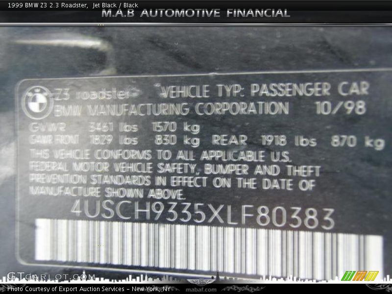 Jet Black / Black 1999 BMW Z3 2.3 Roadster