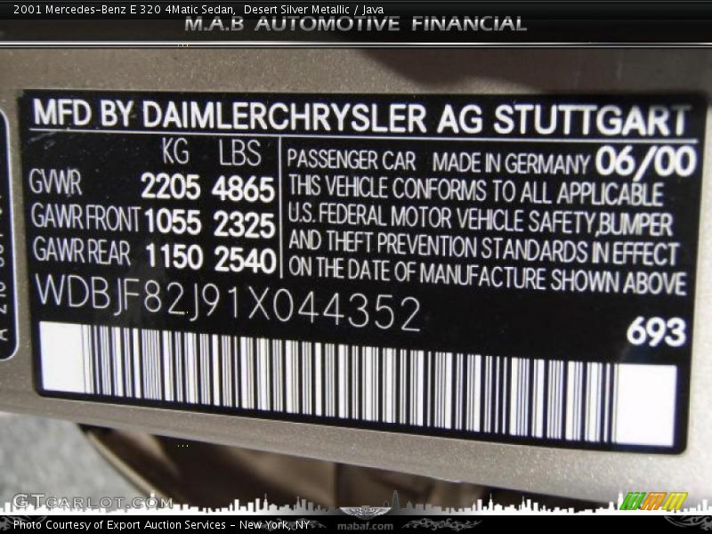 Desert Silver Metallic / Java 2001 Mercedes-Benz E 320 4Matic Sedan