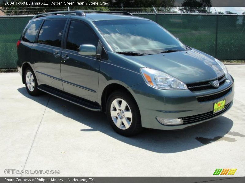 Aspen Green Pearl / Stone Gray 2004 Toyota Sienna XLE