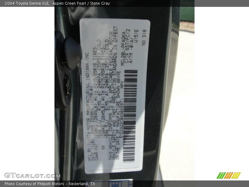 Aspen Green Pearl / Stone Gray 2004 Toyota Sienna XLE