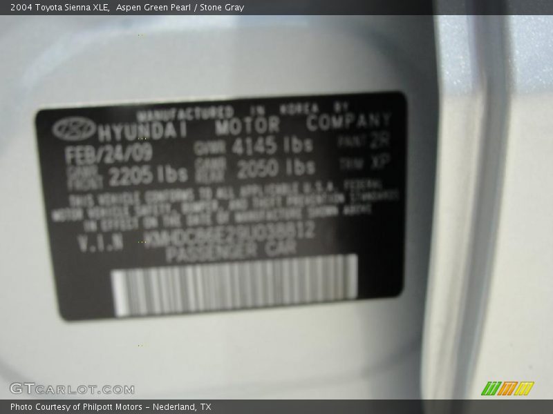 Aspen Green Pearl / Stone Gray 2004 Toyota Sienna XLE