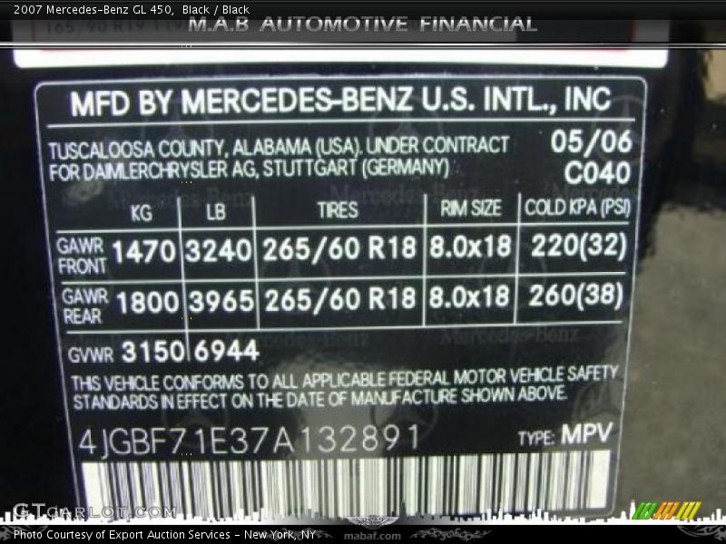 Black / Black 2007 Mercedes-Benz GL 450